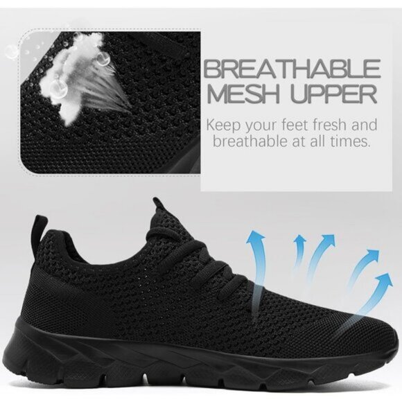 ⚡Mens Black Running Fashion Tennis Walking Lightweight Athletic Sneakers - Picture 6 of 7